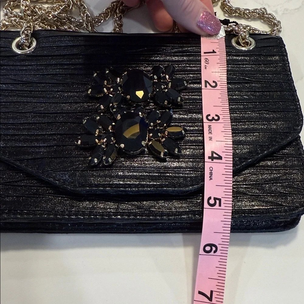 Kate Landry Black Evening Bag with Gold Chain NWT